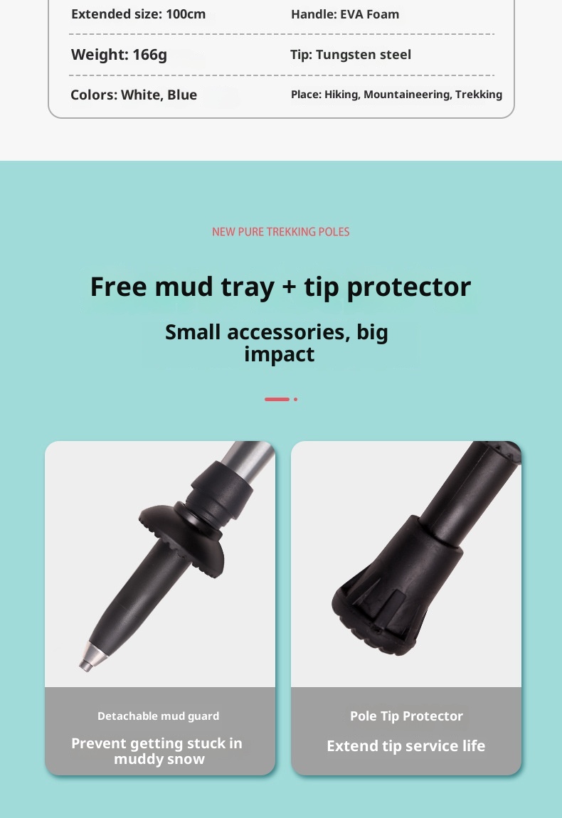 001 Robinson Kinder-Trekkingstock aus Aluminiumlegierung mit externer Verriegelung, ultraleicht, kurz, teleskopierbar, tragbar, für Jugendliche, Jungen und_voghion.com