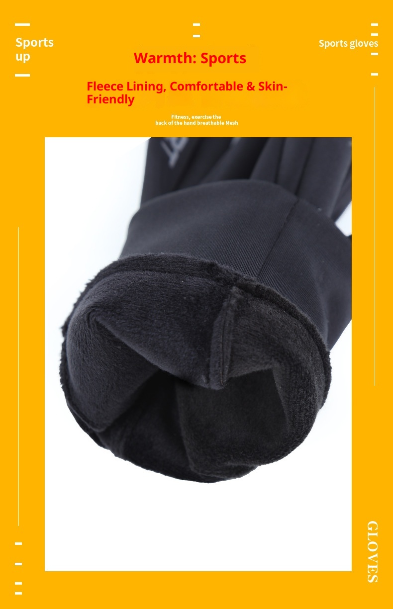 001 Outdoor Men's Cycling Cationic Thermal Touchscreen Fleece Lined Thickened Windproof Water-Resistant Sports Ski Gloves_voghion.com