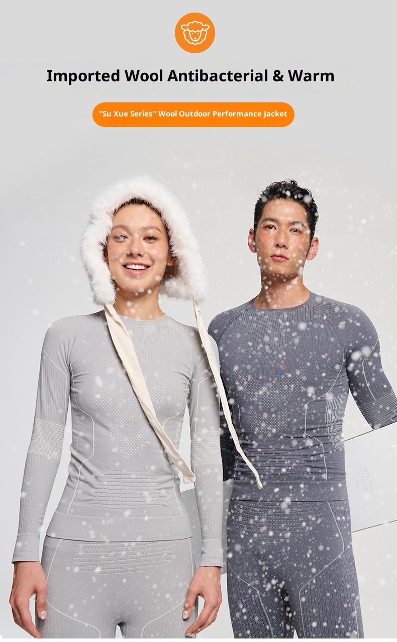 001 Merino Yünü Erkekler ve Kadınlar İçin Açık Hava Yürüyüşü Sonbahar Kış Termal Ter Emici İç Çamaşırı Kayak Takımı Hızlı Kuruyan Giysiler_voghion.com