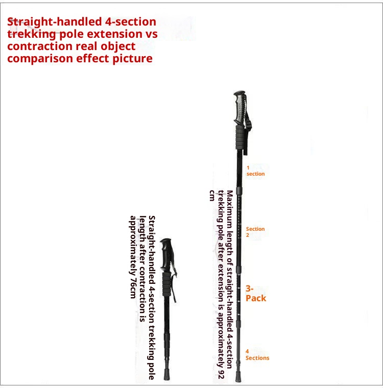 001 Outdoor Travel Climbing Multi-Functional Retractable Walking Stick Hiking Trail Three-Section Four-Section Ultra-Light_voghion.com