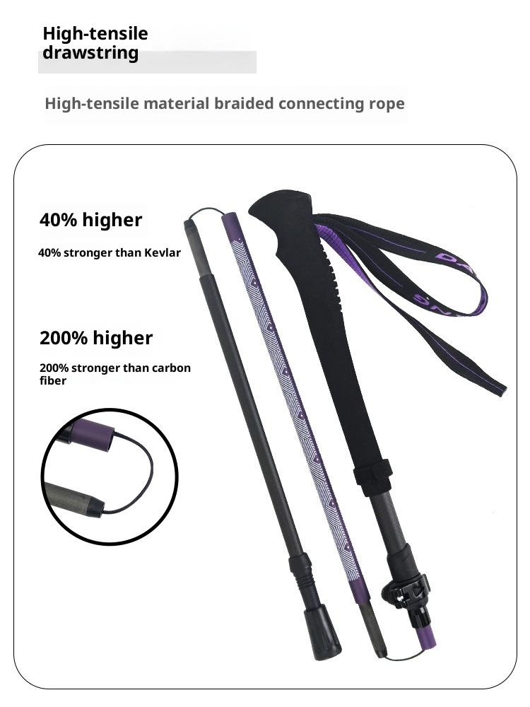 Bâtons de randonnée professionnels pliables et télescopiques 001 3K, ultra-légers, en fibre de carbone, pour le trail et la course à pied. Verrouillage externe._voghion.com