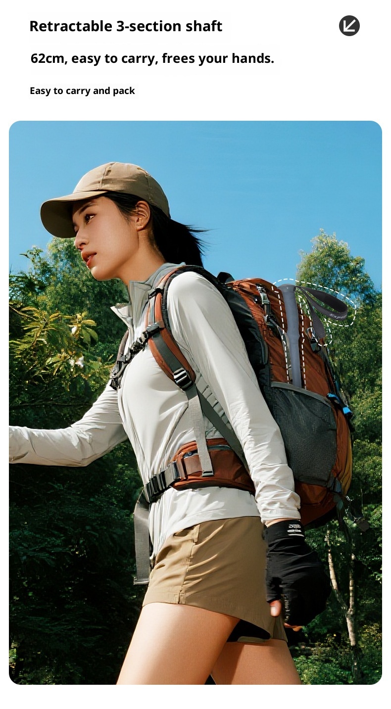 001 7075 Bastone da trekking per esterni in lega di alluminio, ultraleggero, retrattile, portatile, con bloccaggio_voghion.com