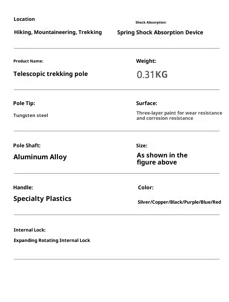 001 Teleskopierbarer, faltbarer Wander- und Kletterstock, ultraleichter, ultrakurzer Trekkingstock für Outdoor-Aktivitäten_voghion.com