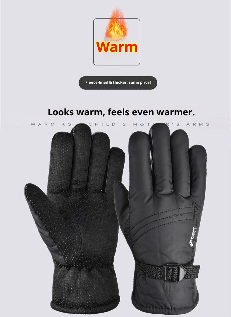001 Herren-Skihandschuhe aus gefütterter, dicker Baumwolle, warm, winddicht, kältebeständig, wasserdicht, ideal für Studenten, Radfahrer, Motorradfahrer und den Winter._voghion.com