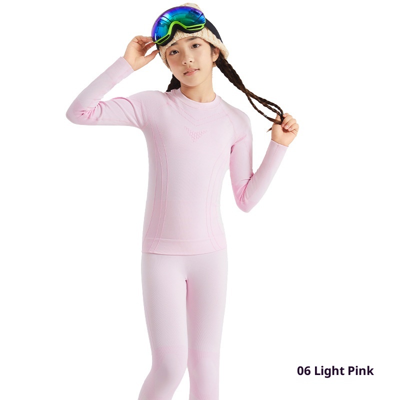 Ropa de esquí de secado rápido 001 para niños y niñas, mismo estilo, capa base térmica de punto sin costuras para actividades al aire libre._voghion.com