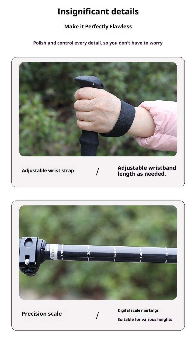 001 Faltbarer Wanderstock aus Carbon, ultraleicht, teleskopierbar, für professionelle Outdoor-Ausrüstung und Kletterausrüstung_voghion.com