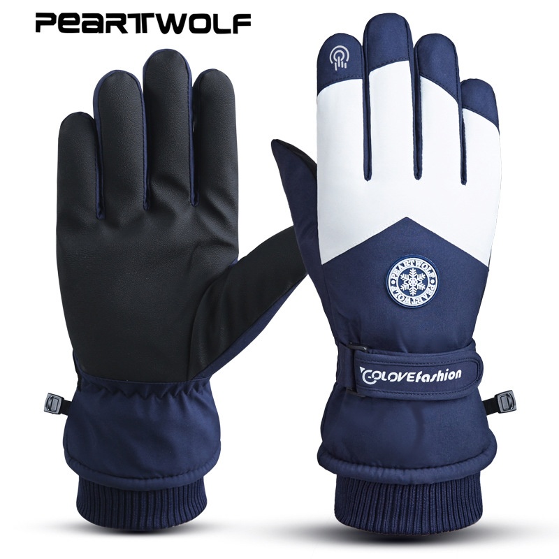 ActiveGo Fleece-Lined Thickened Winter Ski Outdoor Cycling Warm Touchscreen Non-Slip Unisex Lamb Wool Gloves_voghion.com