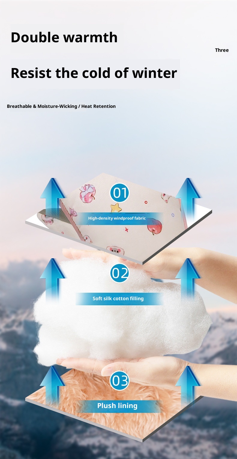 ActiveGo Cute Cat Ski Gloves For Women Winter Split Finger Outdoor Riding Windproof Waterproof Coldproof Fleece Lined Thickened_voghion.com