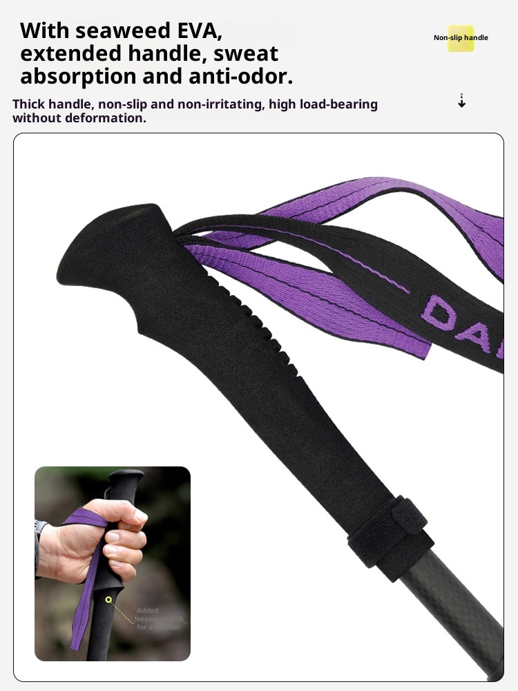 Bâtons de randonnée professionnels pliables et télescopiques 001 3K, ultra-légers, en fibre de carbone, pour le trail et la course à pied. Verrouillage externe._voghion.com