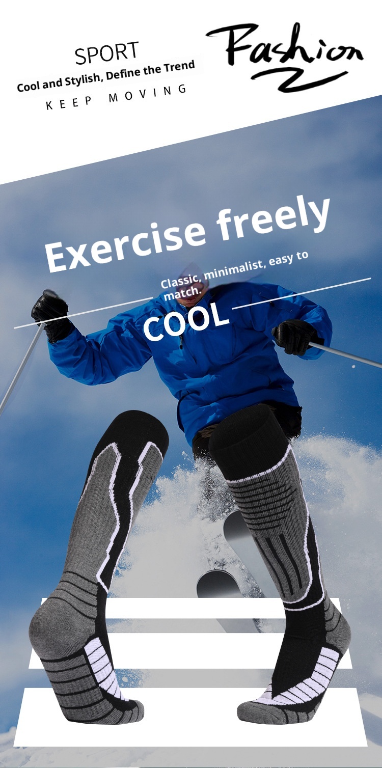 ActiveGo ActiveGo Nuovi calzini da sci professionali per uomo e donna, caldi, antiscivolo, fondo in asciugamano, spessi, tubolari alti, calzini sportivi da escursionismo_voghion.com