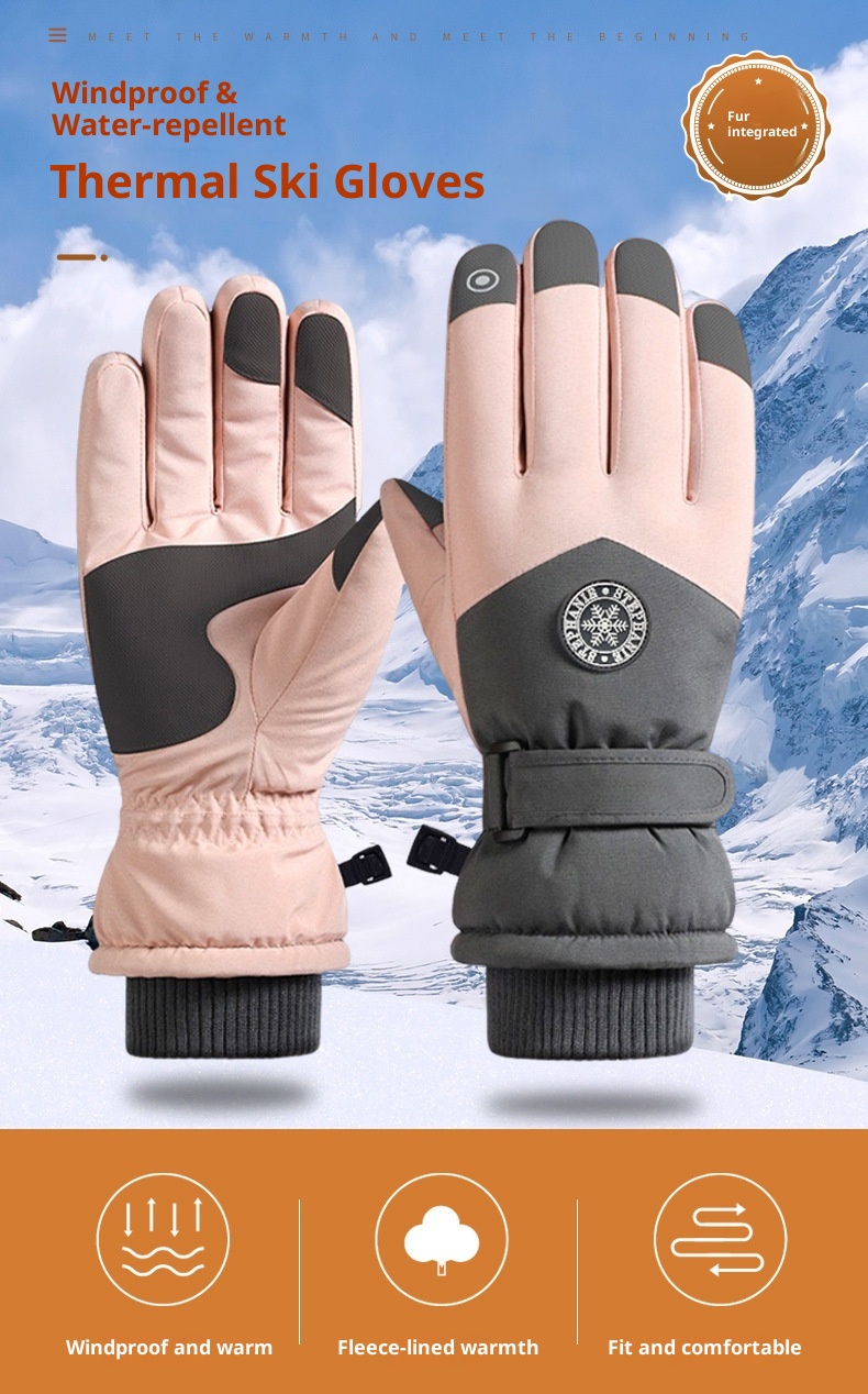 001 Toptan Açık Hava Bisikleti Polar Astarlı Kalınlaştırılmış Kayak Erkekler ve Kadınlar İçin Kışlık Dokunmatik Ekranlı Şık Spor Eldivenleri_voghion.com