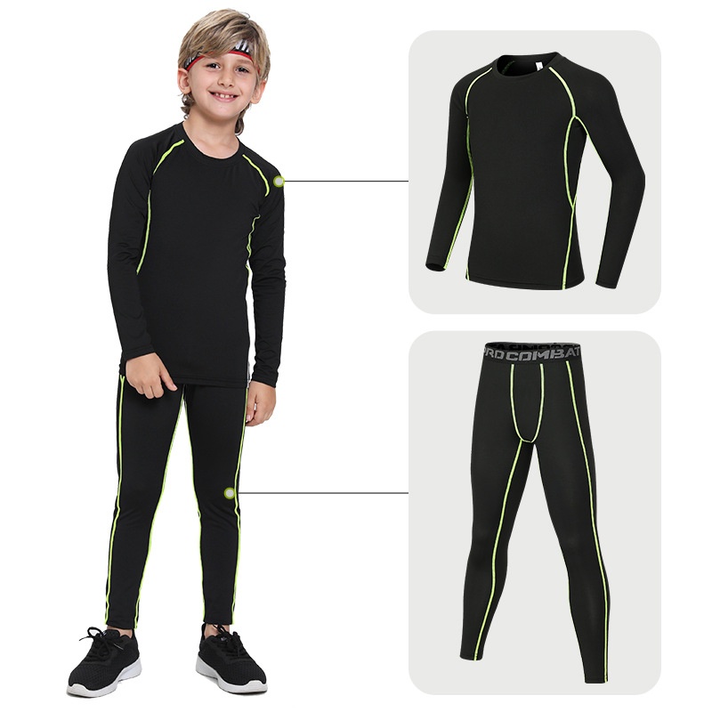 Combinaison de compression pour enfants, séchage rapide, sous-vêtement de sport automne-hiver pour garçons (basketball, football, fitness)._voghion.com