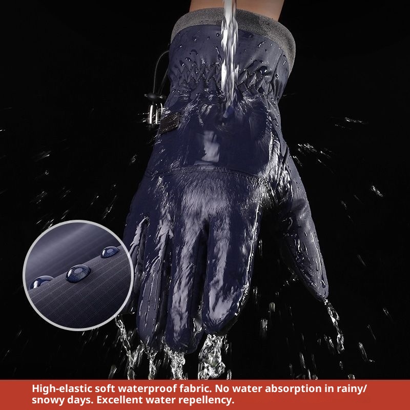 ActiveGo Cross-border Warm For Men, Autumn And Winter Outdoor Fleece-lined Windproof Waterproof Motorcycle Gloves, Wholesale_voghion.com