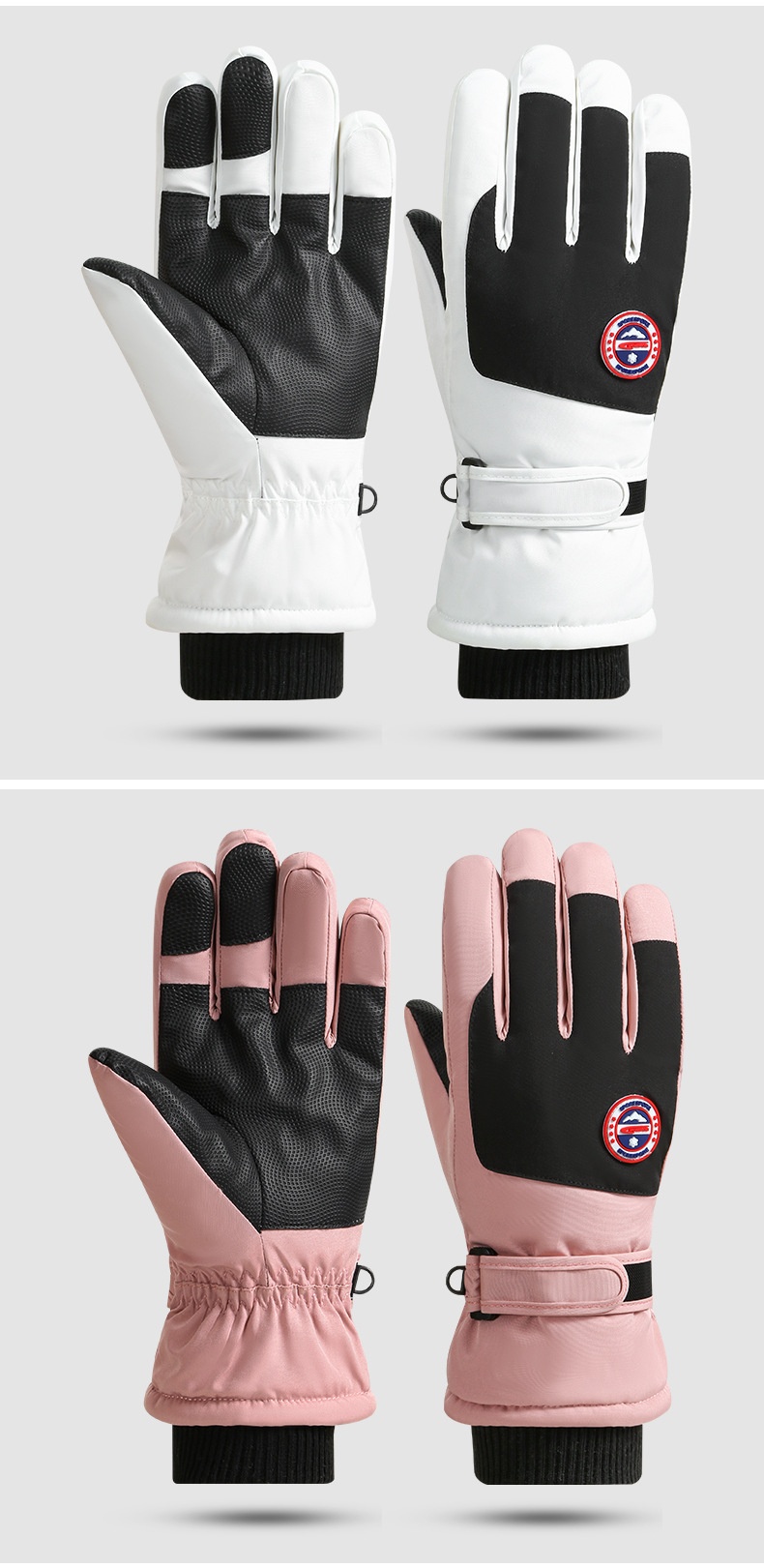 001 Verdikte skihandschoenen voor heren, winddicht, bestand tegen de kou, waterdicht, fleecevoering, warme winterkatoen,_voghion.com