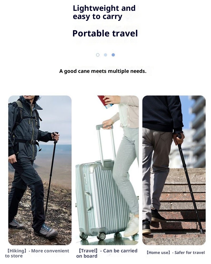 001 Bastone da passeggio per anziani, telescopico, pieghevole, portatile, da arrampicata, da trekking, antiscivolo, in lega di alluminio, con manico curvo_voghion.com