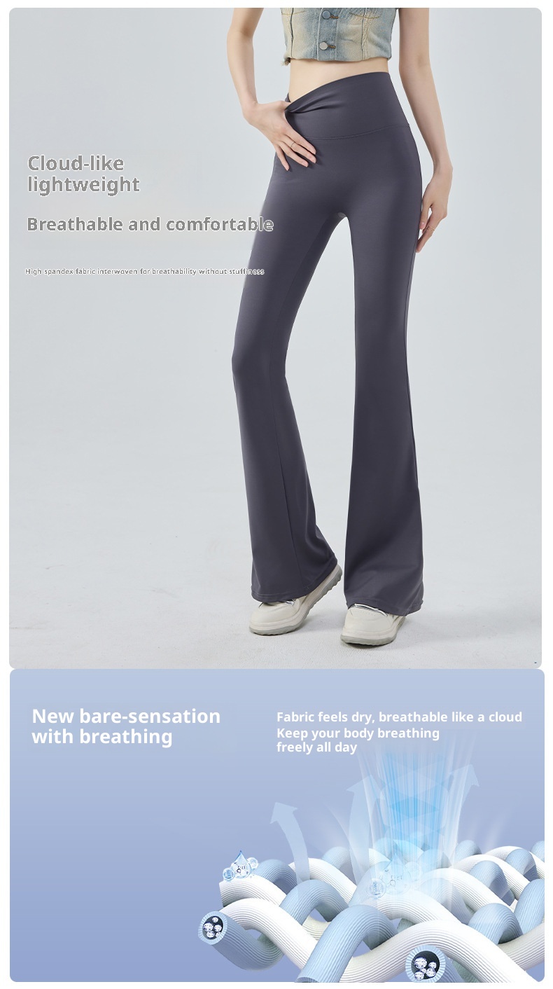 001 Yoga Flared Extended Women Tummy Control Hip Lift Slimming Bell Bottom Quk-Dry Casual Sports Dance Fitness Pants_voghion.com