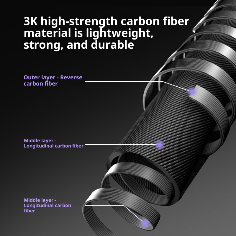 001 Carbon Fiber Trekking Pole Telescopic Three-Section Stick Adjustable Portable Essential Supplies Outdoor Hiking_voghion.com