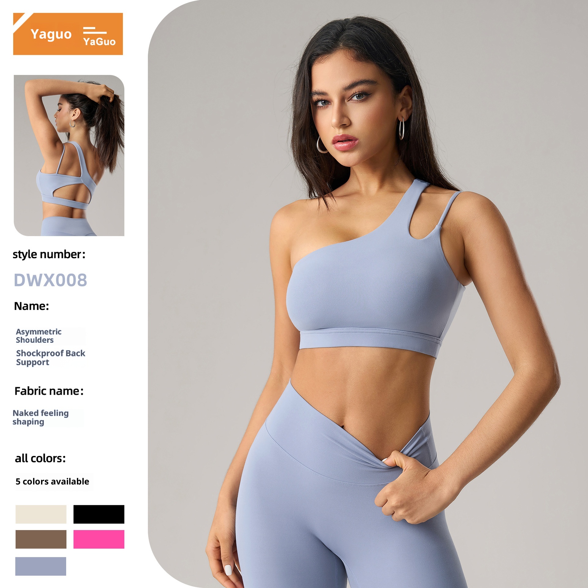 001 European And American Cross-Border One-Shoulder Yoga Beautiful Back Sports Bra Irregular Shoulder Running Fitness Vest_voghion.com