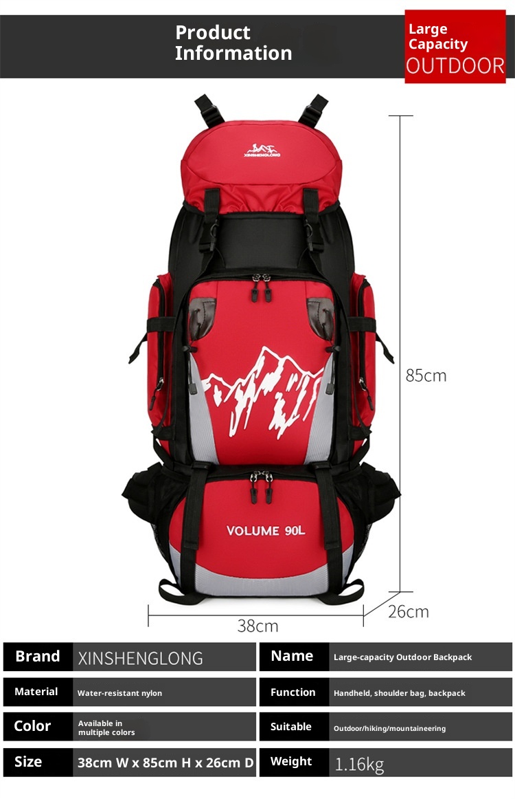 Sac à dos de randonnée extérieur pour hommes et femmes, grande capacité, léger, à double bandoulière, imperméable, 90 L_voghion.com