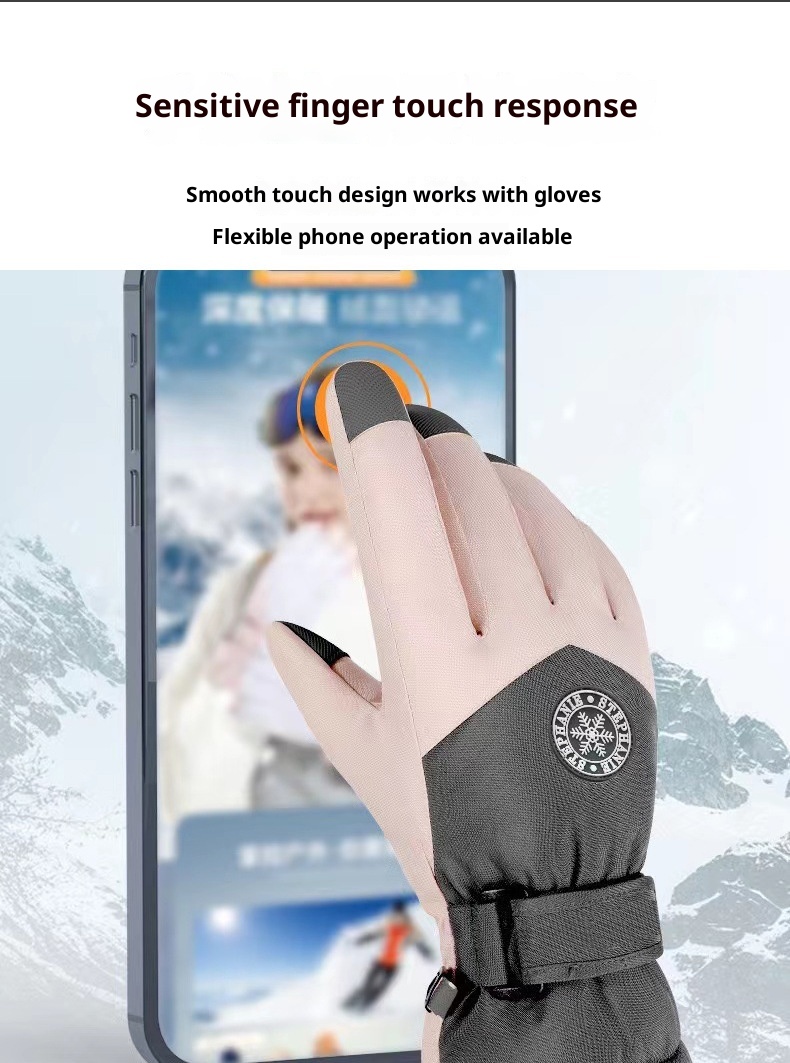 001 Toptan Açık Hava Bisikleti Polar Astarlı Kalınlaştırılmış Kayak Erkekler ve Kadınlar İçin Kışlık Dokunmatik Ekranlı Şık Spor Eldivenleri_voghion.com