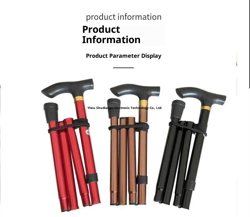 001 Wanderstock, fünfteilig, faltbar, ultrakurz, teleskopierbar, für Damen und Herren, Gummi, ohne Aufdruck_voghion.com