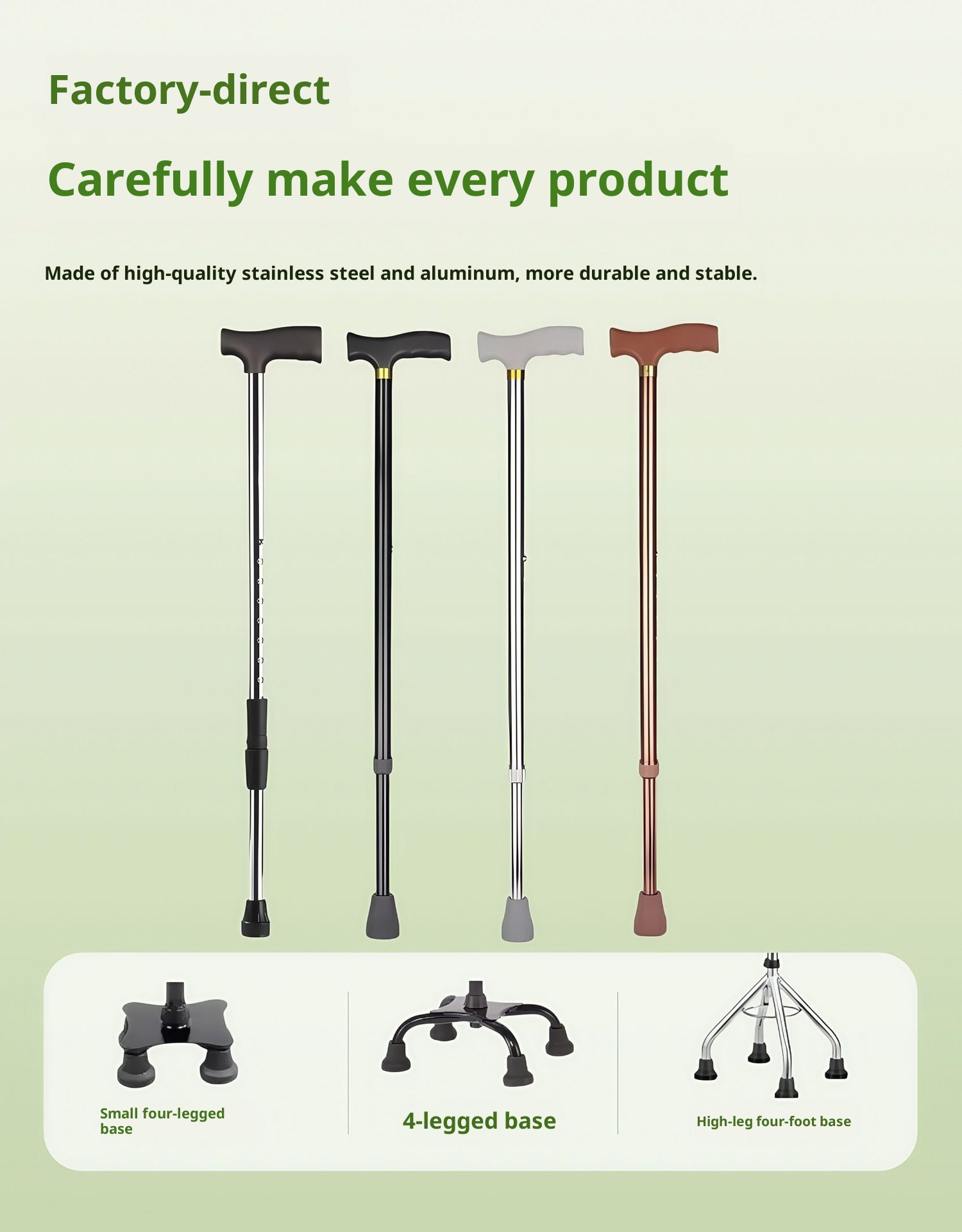001 For Elderly, Thickened Anti-Slip Stick, Telescopic Adjustable Stainless Steel Aluminum Alloy Walking Stick_voghion.com