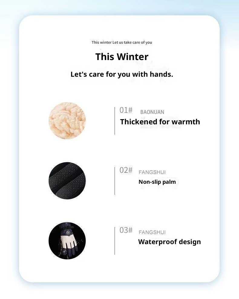 001 Herren Winter-Fahrradhandschuhe für E-Bikes, winddicht, kältebeständig, fleecegefüttert, dick gefüttert, warm, Touchscreen-fähig, aus Baumwolle_voghion.com