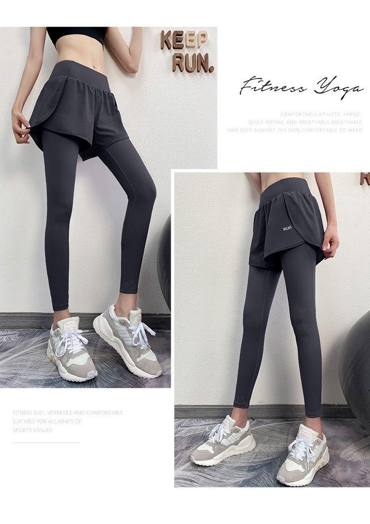 Ensemble deux pièces fitness femme 001, pantalon de sport moulant et extensible pour la course, jupe à porter en extérieur, séchage rapide, idéal pour le printemps et l'été._voghion.com