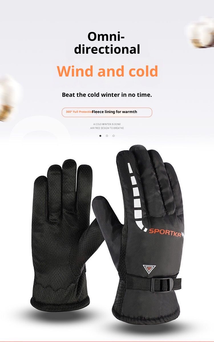 001 Produttore Guanti invernali da uomo in cotone triangolare caldi per sci, moto, bici elettrica, equitazione, foderati in pile ispessito_voghion.com
