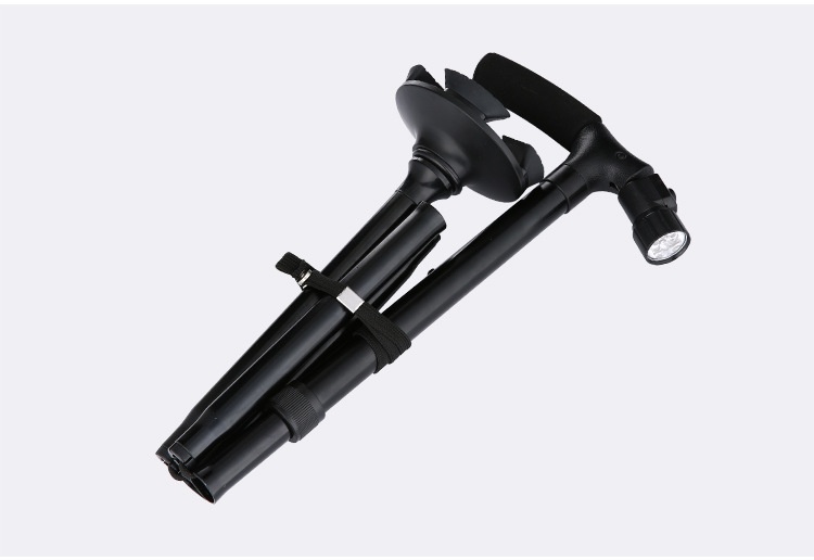 001 Bastone da passeggio pieghevole in lega di alluminio con luce per anziani, robusto bastone da passeggio a quattro angoli,_voghion.com