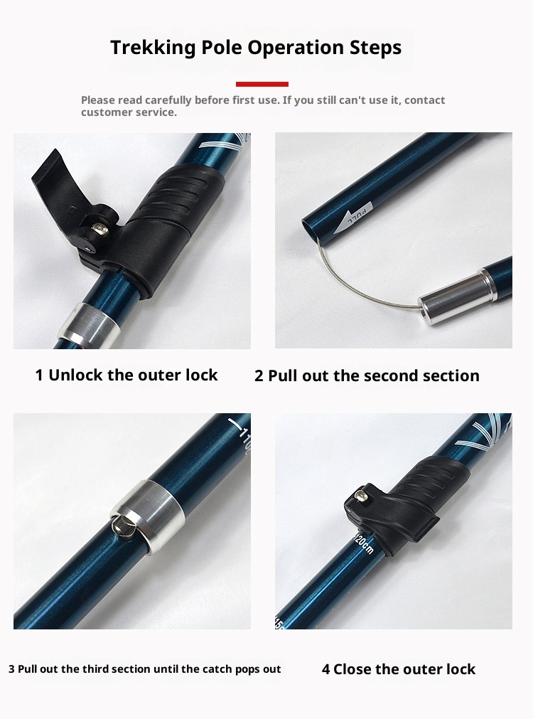 001 Lega di alluminio pieghevole ultraleggero ultra-corto telescopico bastone da trekking per esterni escursionismo arrampicata bastone da passeggio 5_voghion.com