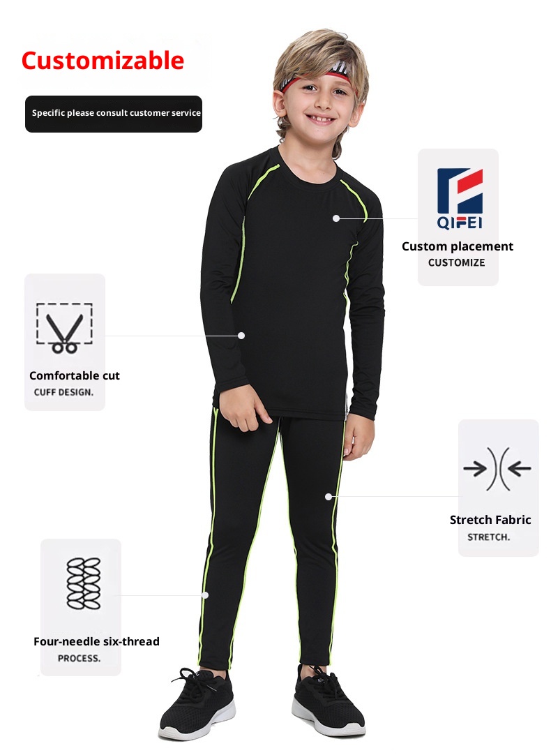 Combinaison de compression pour enfants, séchage rapide, sous-vêtement de sport automne-hiver pour garçons (basketball, football, fitness)._voghion.com