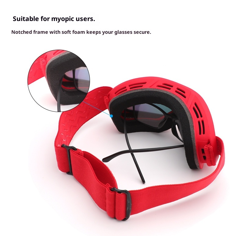 Gafas de esquí y montaña para nieve, resistentes al viento, de doble capa, antivaho y transfronterizas, graduadas (001)._voghion.com