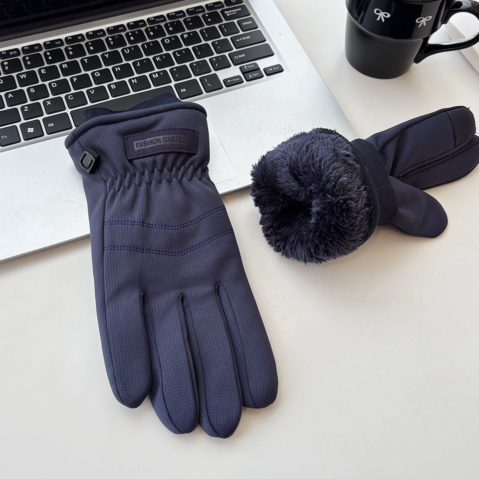 Gants de cyclisme pour couple, grande taille, hiver, imperméables au froid, double couche polaire épaisse, coupe-vent, compatibles avec les écrans tactiles, doigts entiers, pour activités de plein air._voghion.com