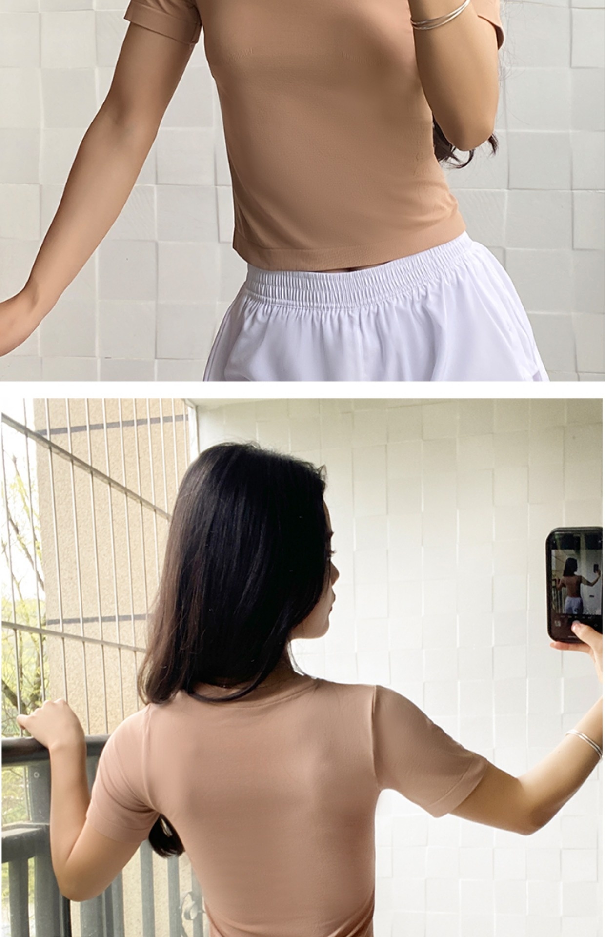 Camiseta deportiva corta de cuello redondo para correr, entrenar y yoga, de media manga, ideal para mujeres de Internet, de secado rápido._voghion.com