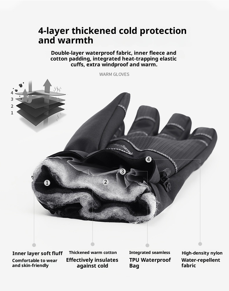 ActiveGo Leiqi Winter Cycling Outdoor Sports Mountaineering Waterproof Windproof Warm Thickened Cotton-Padded Unisex Ski Gloves_voghion.com