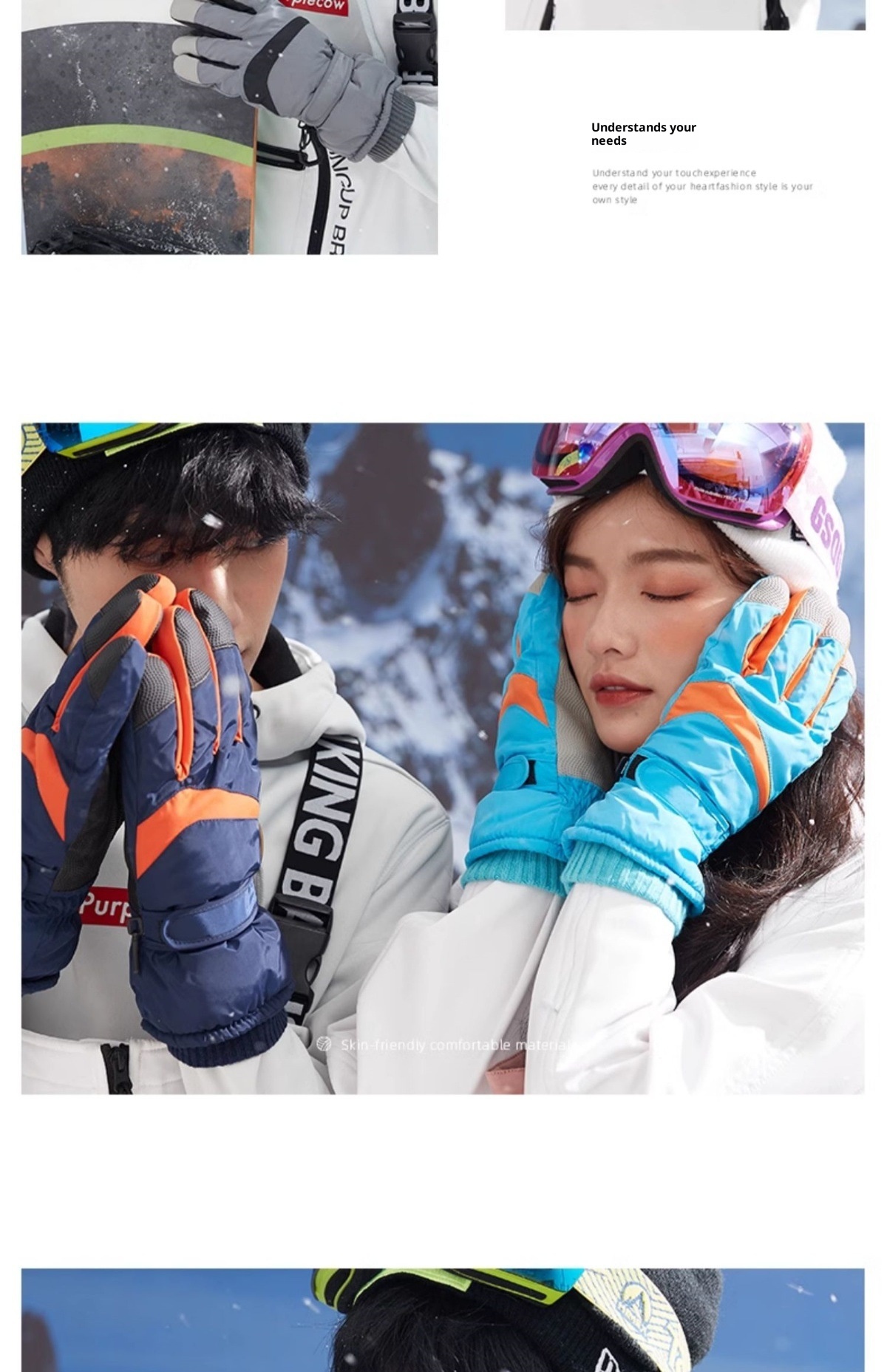 Gants d'hiver chauds et résistants au froid pour le ski, le vélo et les écrans tactiles, en coton épais, pour femmes et femmes._voghion.com