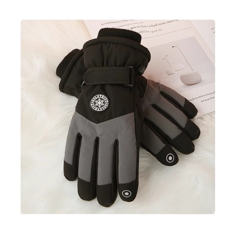 001 Herren-Winter-Skihandschuhe aus Baumwolle, kältebeständig, Touchscreen-kompatibel, fleecegefüttert, verdickt, wasserdicht, winddicht, warm, Damen_voghion.com