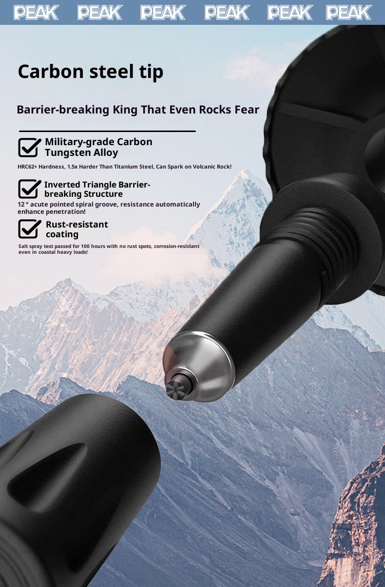 001 Peak Bastoncino da trekking 2 in 1 speciale per arrampicata ed escursionismo, bastone da passeggio telescopico in lega di alluminio con attacco a scatto_voghion.com