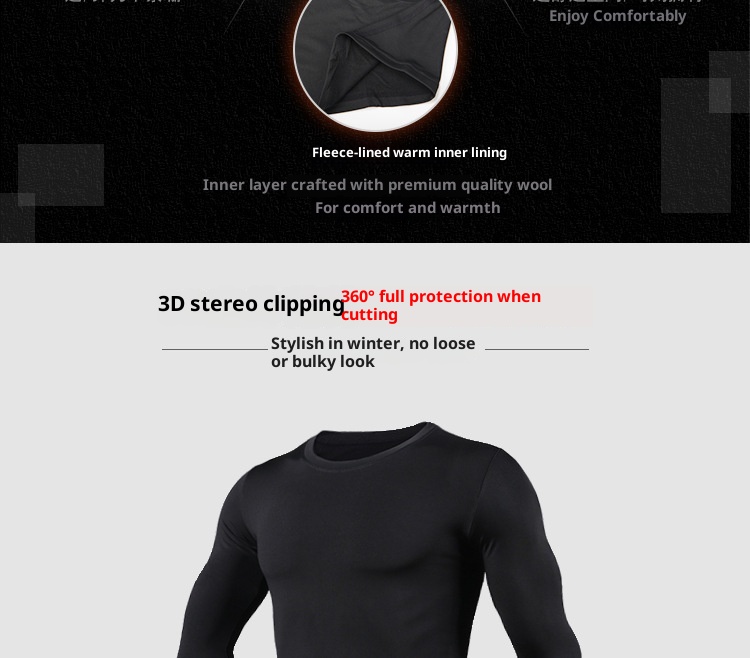 001 HEROBIKER Underwear Set Motorcycle Skiing Tight Long Johns Winter Men's Crew Neck Thermal Top_voghion.com