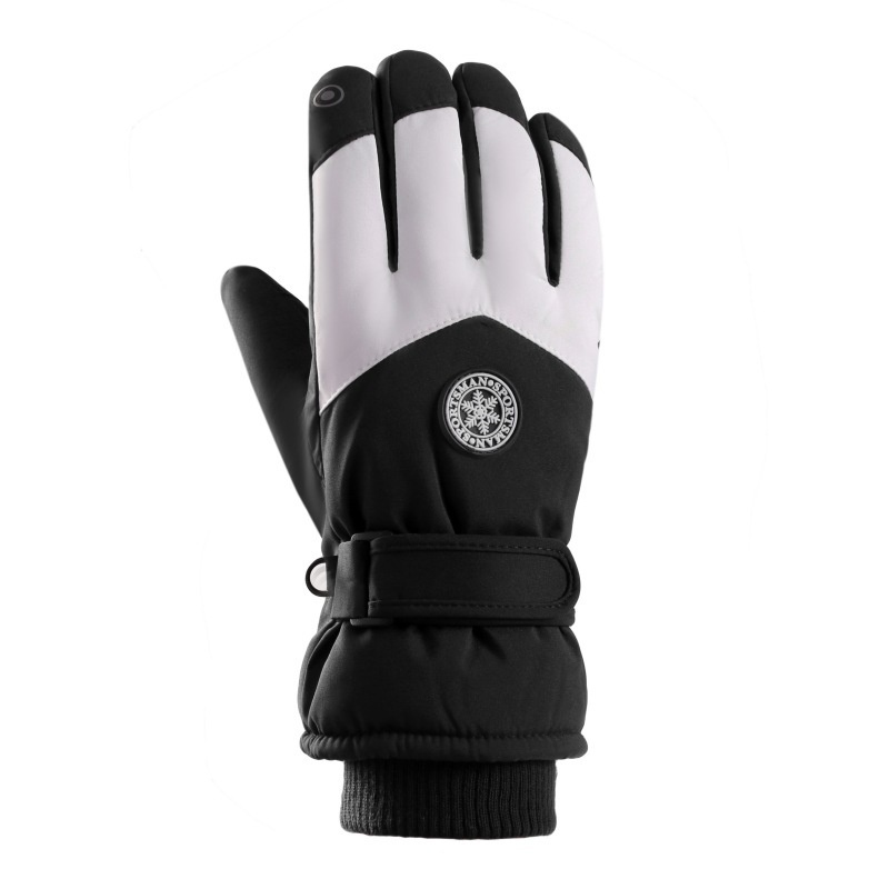 Gants de moto d'extérieur 001, grands, en coton, tactiles, pour hommes et femmes, chauds, en polaire épaisse et coupe-vent, pour l'hiver, la conduite et le ski._voghion.com