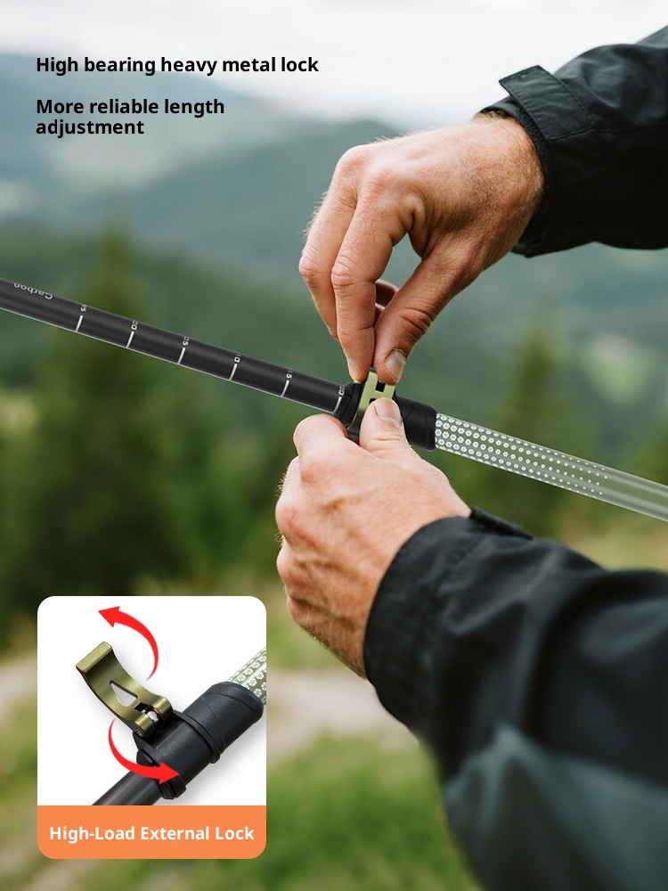 Bastón telescópico ultraligero de fibra de carbono 001 para trekking, de tres secciones, para hombres y mujeres, ideal para senderismo, escalada y actividades al aire libre._voghion.com