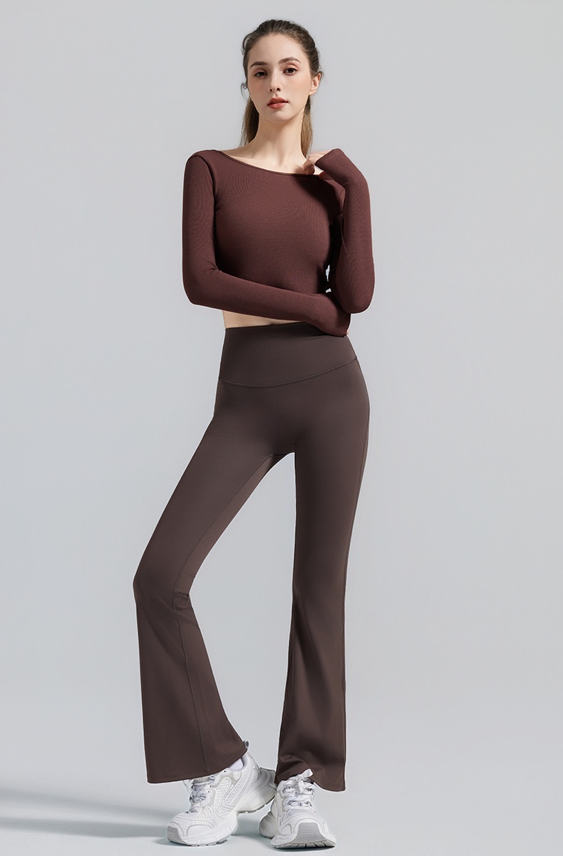 001 Top da yoga da donna con imbottitura per il petto, per pilates, con schiena scoperta, dimagrante, sportivo, a maniche lunghe, per allenamento e fitness_voghion.com