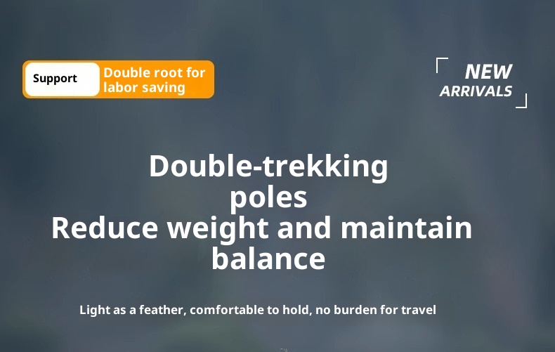 001 Aluminum Alloy Three-Section Straight Handle Trekking Pole Telescopic Walking Stick Professional Outdoor Hiking Cane_voghion.com