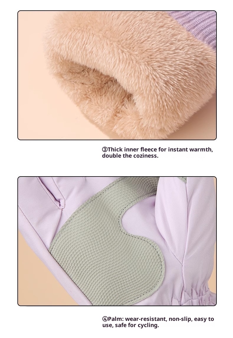 001 Herren-Winter-Skihandschuhe aus Baumwolle, kältebeständig, Touchscreen-kompatibel, fleecegefüttert, verdickt, wasserdicht, winddicht, warm, Damen_voghion.com