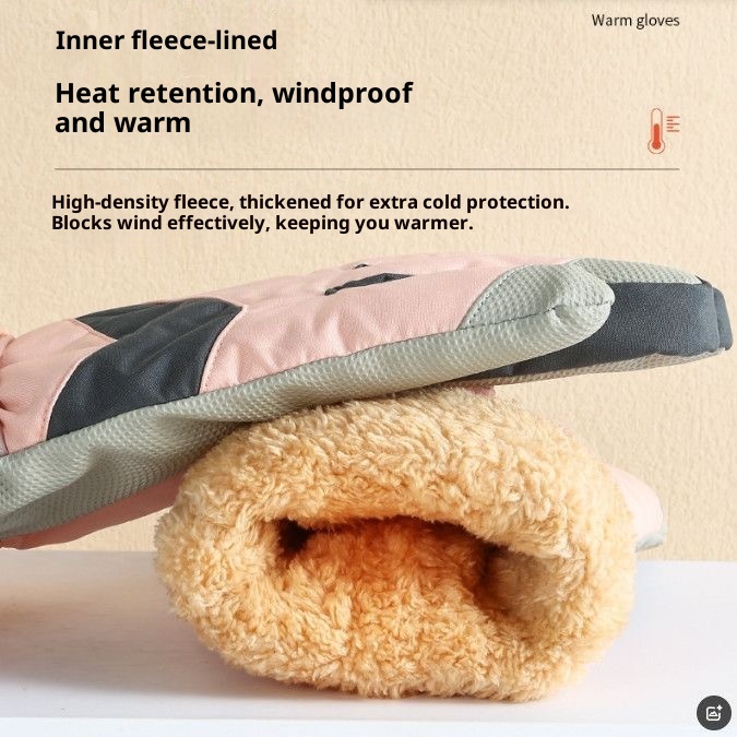 001 Herren Winter-Skihandschuhe mit Touchscreen, wasserdicht, winddicht, warm, mit Fleece gefüttert, kältebeständig, für Outdoor-Aktivitäten wie Radfahren und Bergsteigen_voghion.com