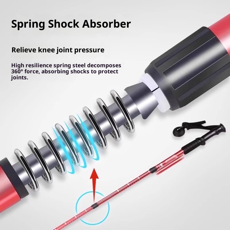 001 Bastone da trekking antiscivolo ultraleggero pieghevole telescopico per escursioni all'aperto, attrezzatura da arrampicata_voghion.com