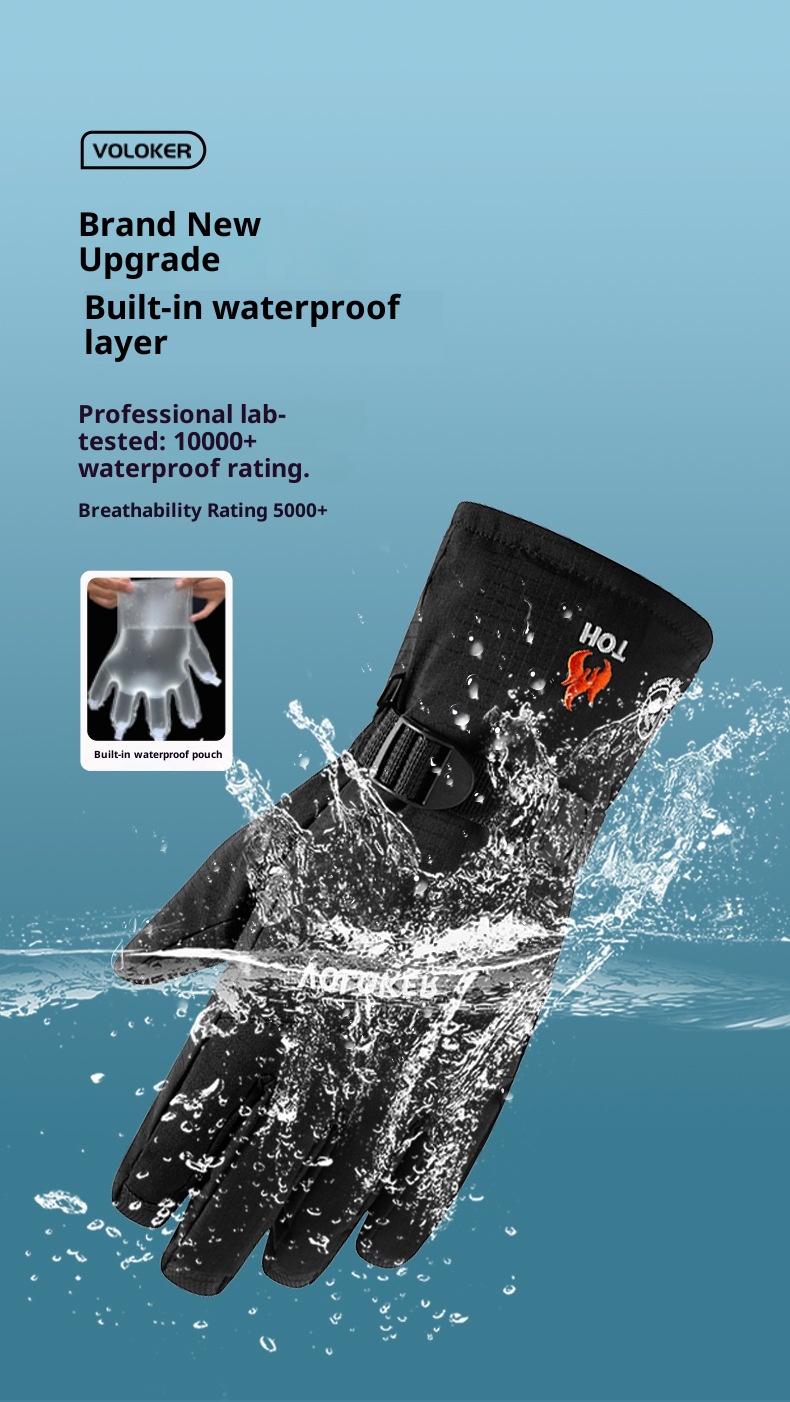 ActiveGo Heren Ski Winter Warme Buitensporten Winddicht Waterdicht Touchscreen Fleece Gevoerde Fiets Handschoenen_voghion.com