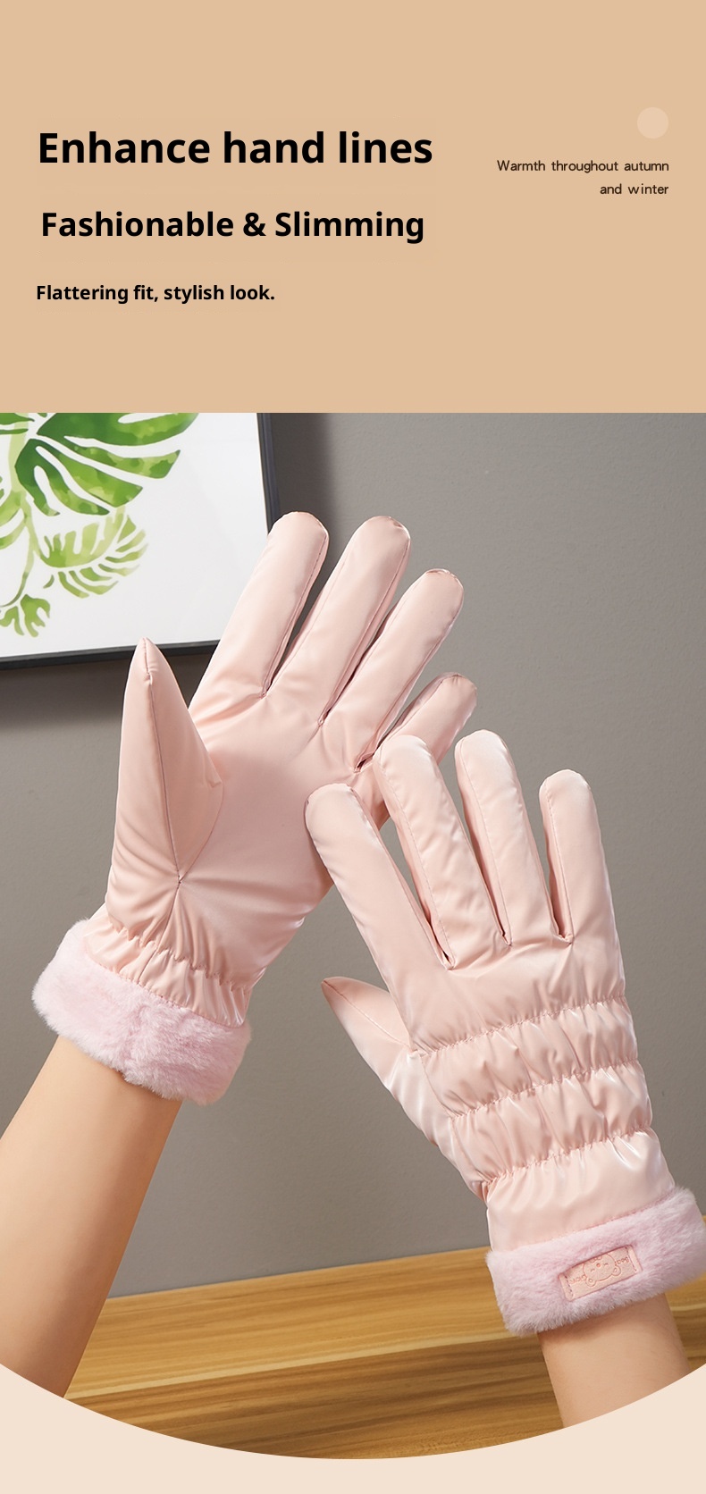 001 Ski Warme, wasserabweisende Handschuhe für Studentinnen mit niedlichen Bärenohren, Touchscreen-Funktion, Winter-Radfahren, kältebeständig, verdickt, Outdoor-Handschuhe_voghion.com