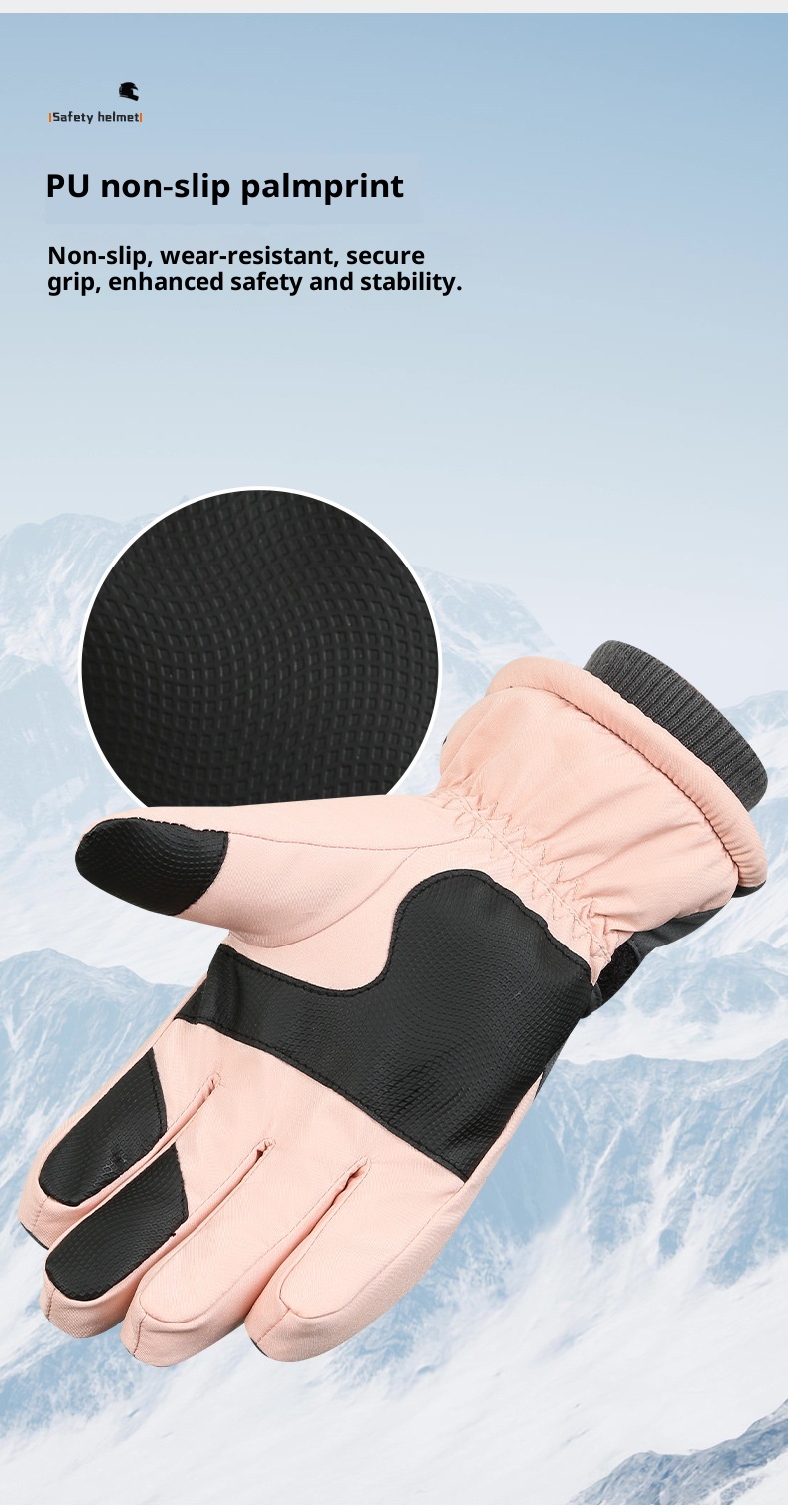 001 Women's Ski Gloves Winter Cycling Thickened Fleece Snow Play Cotton Warm Cold-Proof Electric Motorcycle Men's_voghion.com
